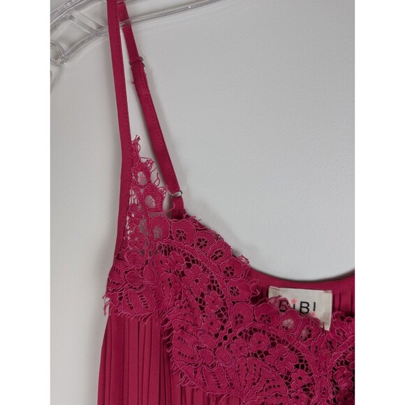 NWT Bibi Pleated Tank Top Lace Top Size Small Spaghetti Straps Raspberry Pink - Picture 4 of 14